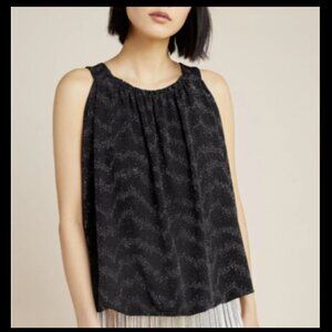 Anthropologie Carly Black Metallic Shimmer Blouse
